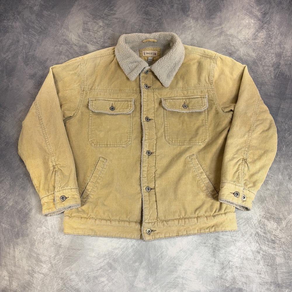 BKE 67 Corduroy Trucker Jacket Mens Medium Tan Sherpa Lined Workwear Coat